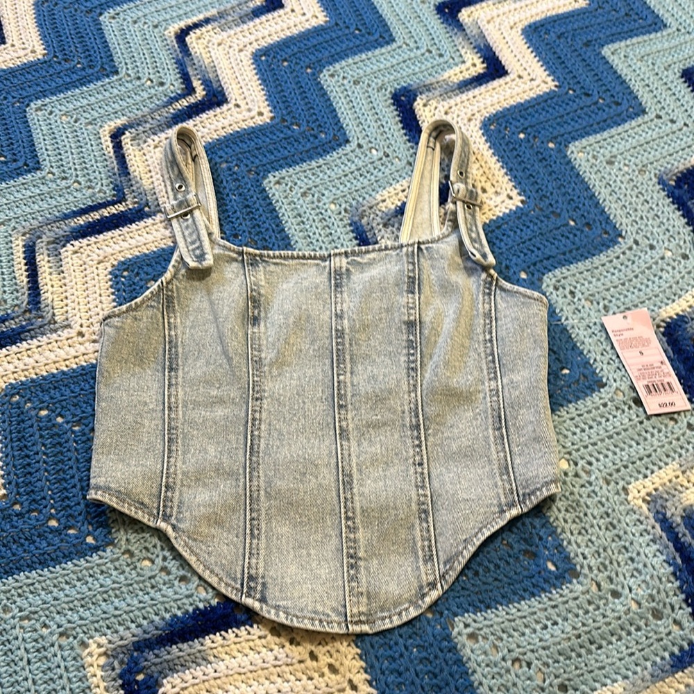 Light wash denim corset top size S.